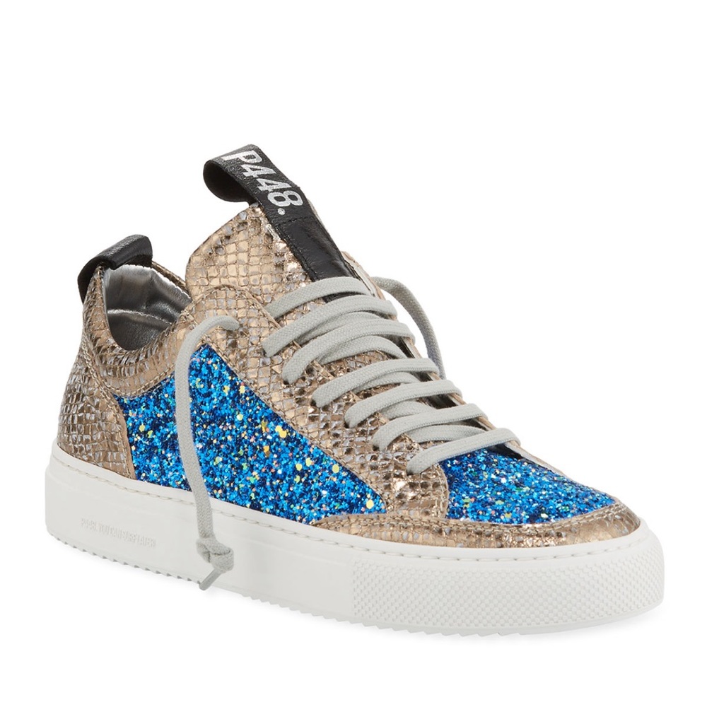 P448🔴Soho Glittered metallic Leather sneaker 36